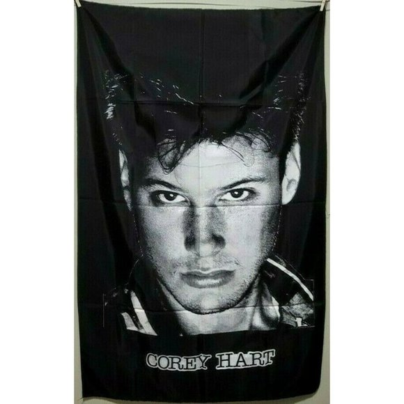 COREY HART Black and White Vintage Tapestry Flag Banner - Picture 1 of 8